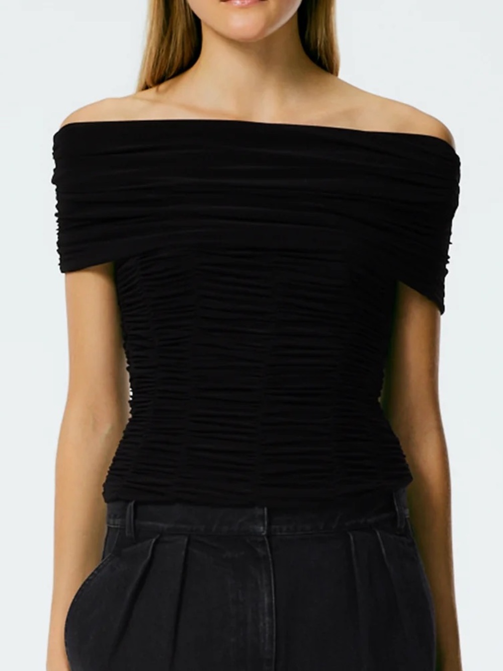 TIBI Drapey Jersey Ruched Strapless Top, 0